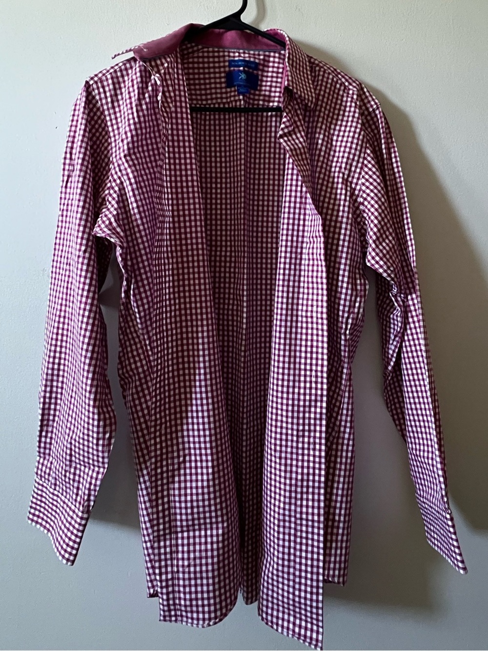 Egara Men's Button-Up Shirt in Red & White Gingham Egyptian Cotton
